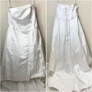 Wedding A Line Beaded Gown Long Train Dress White
